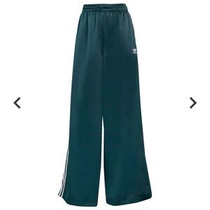 Adidas Women's Originals Adicolor Satin Wide Leg Joggers Green